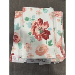 Kassafina Home 4PC Set Floral Roses Flowers Bath Hand Towels 100% Cotton